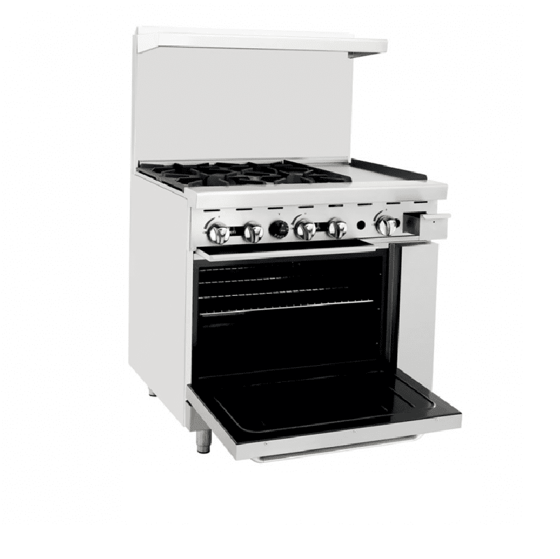 Cook Rite AGR-4B12G — 36″ Gas Range with Four (4) Open Burners & 12″ Griddle Combination Range Atosa