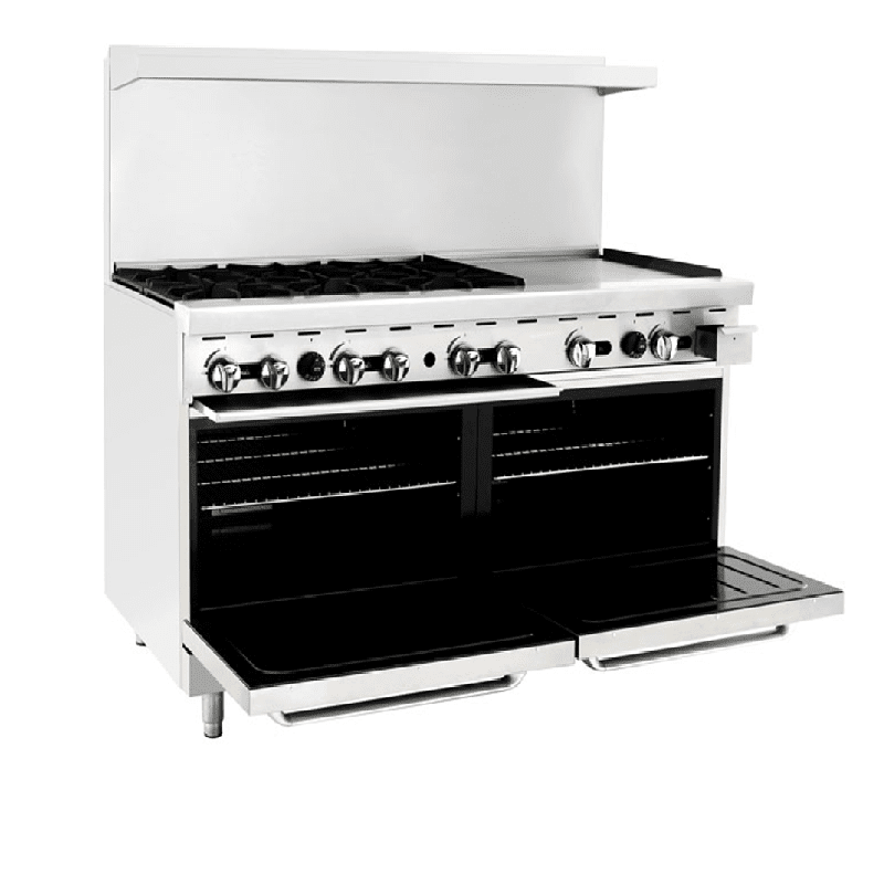 Cook Rite AGR-6B24GR — 60″ Gas Range with Six (6) Open Burners & 24″ Griddle Combination Range Atosa