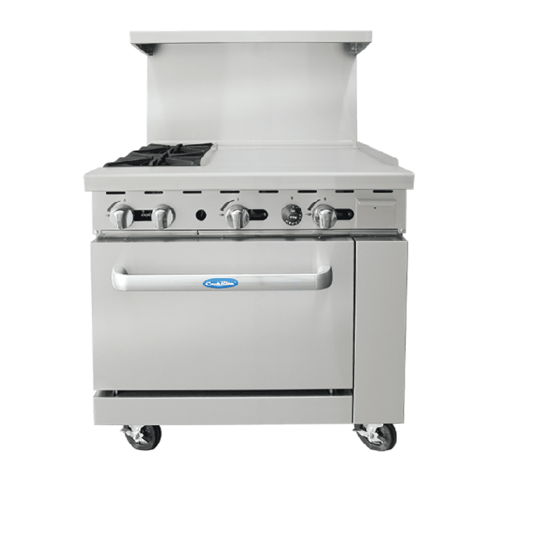 Cook Rite AGR-2B24GR — 36″ Gas Range with Two (2) Open Burners & 24″ Griddle Combination Range Atosa 