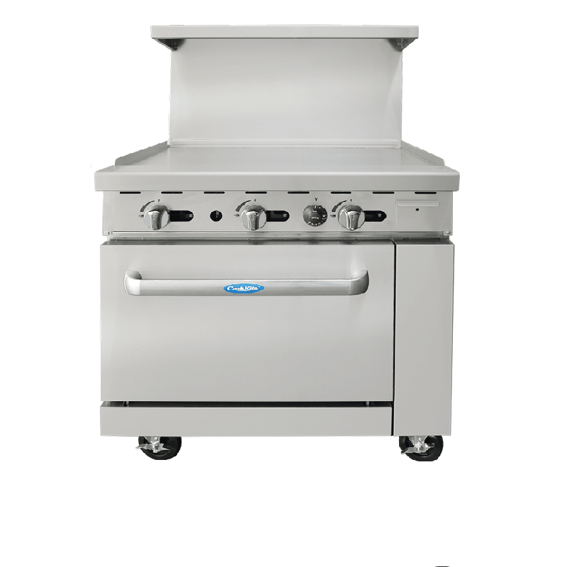 Cook Rite AGR-36G — 36″ Gas Range with 36″ Griddle (N0 Burners) and Oven Range with Griddle Atosa 