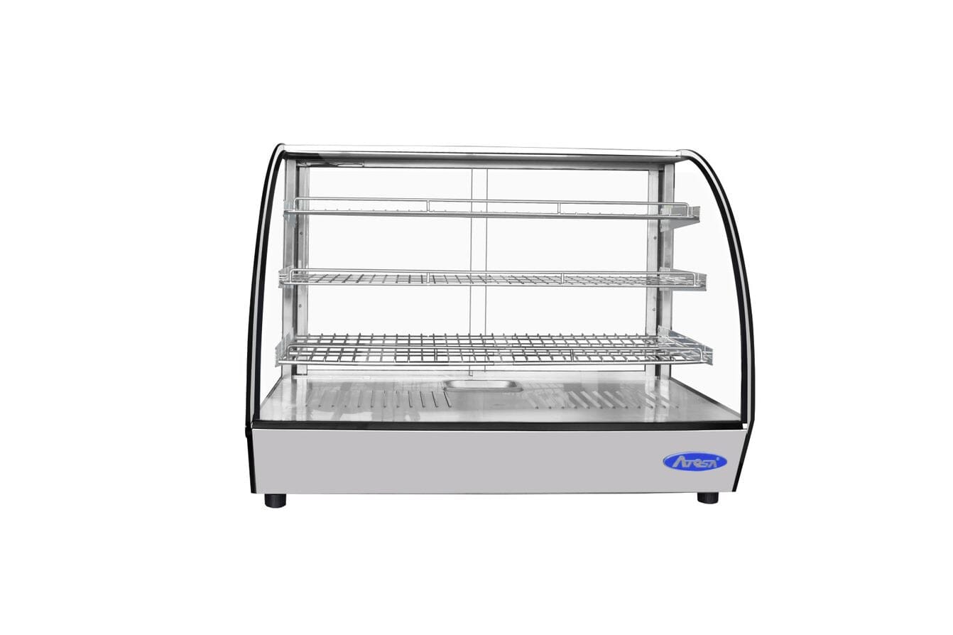 CookRite CHDC-56 35.5" 5.6cuft Heated Countertop Display Case - Curved Glass LED Interior Lighting Retail Display Case Atosa 