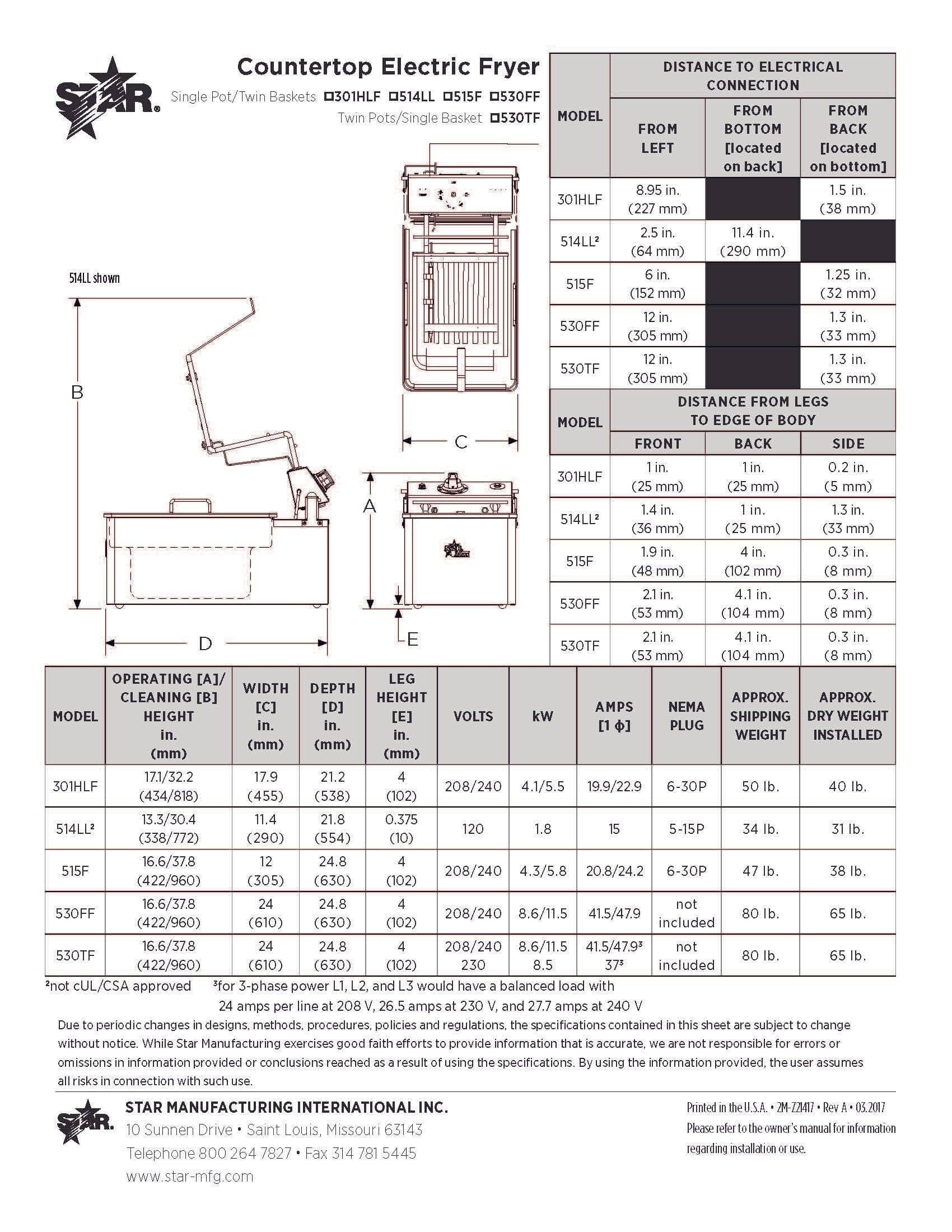 Star 530TF Star-Max Counter 30lb Twin Pot High Watt Electric Fryer Electric Fryer Star 